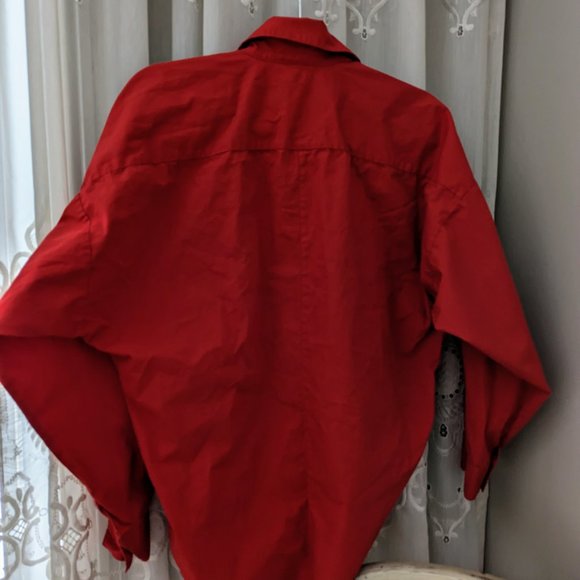 Sweet Baby Jane oversized red cotton blouse with snap on buttons, One Size - Picture 6 of 6